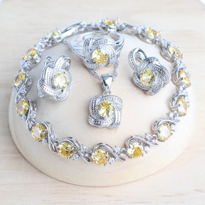 Birthstone Jewelry Set – 5 Piece Set in 925 Sterling Silver
