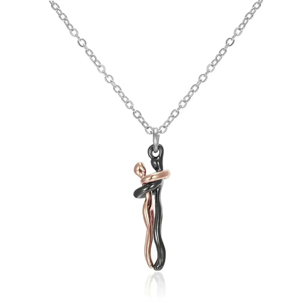 Hip Hop Couple Pendant - Punk Hug Promise Necklace Women and Men