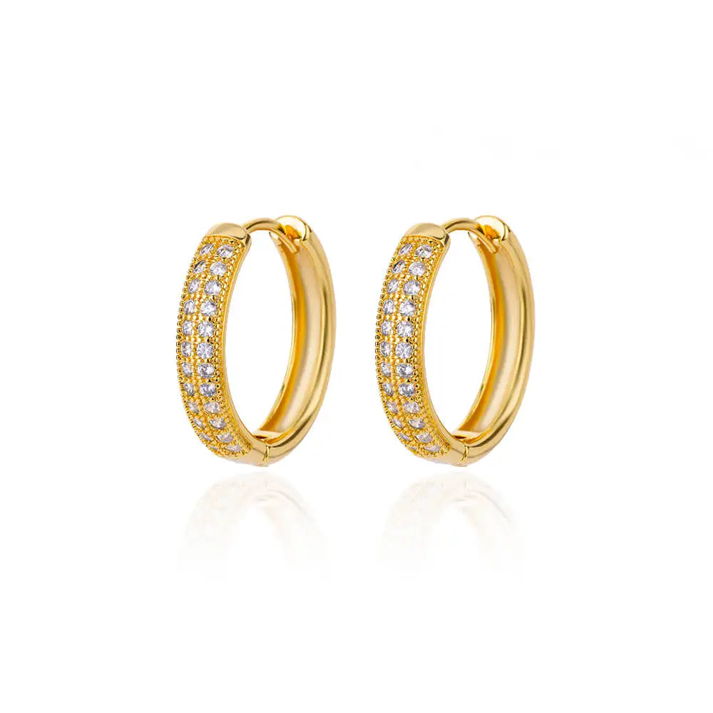 Zircon Round Hoop Earrings for Women Stainless Steel Round Circle Heart Evil Blue Earring Female Fashion Party Jewelry Gift BFF
