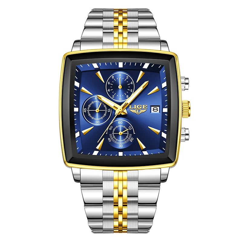 LIGE Fashion Mens Watches Top Brand Luxury Luminous Waterproof Chronograph Date Man Wristwatch Outdoor Sports Quartz Watch Men