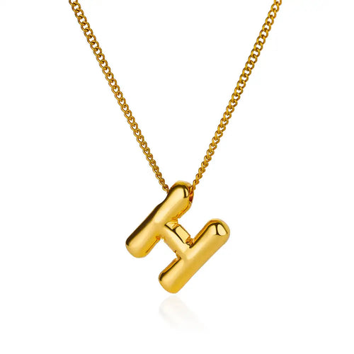 Stainless Steel Collares Chunky Alphabet Balloon 3D Letter Initials