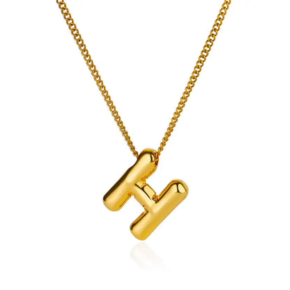 Stainless Steel Collares Chunky Alphabet Balloon 3D Letter Initials
