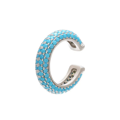 QMHJE 1 Piece Ear Clip on Earring Cuff Rainbow CZ Gold Silver Color Earing Jewelry Aretes Non Pierced Blue Black Clear Clipping