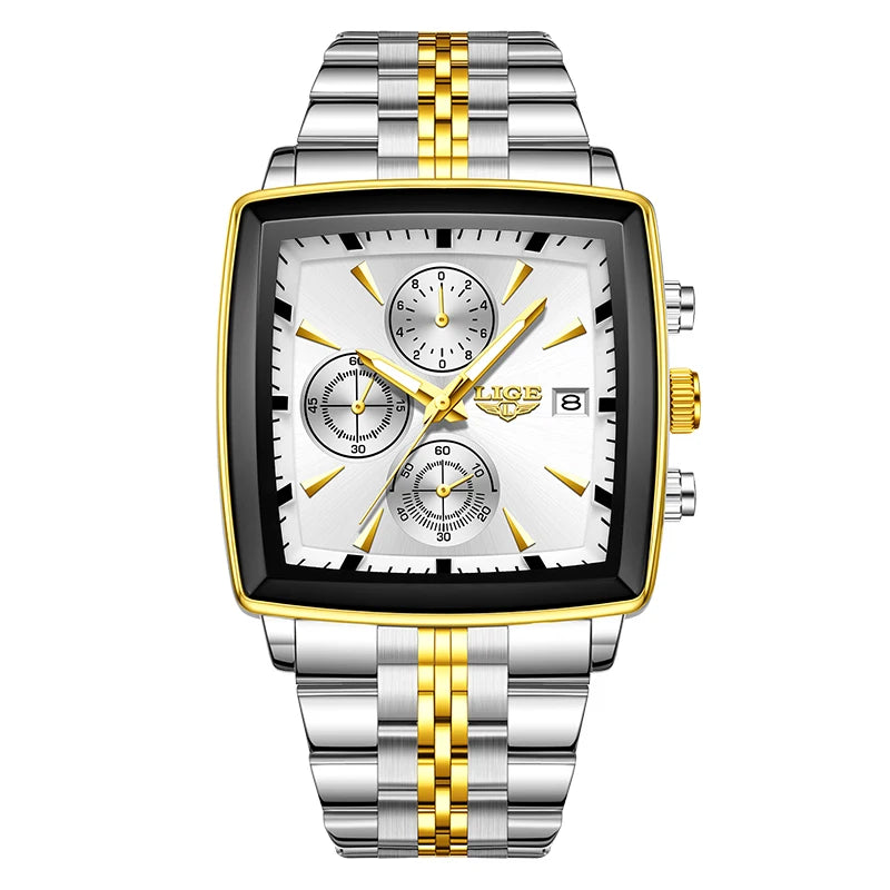 LIGE Fashion Mens Watches Top Brand Luxury Luminous Waterproof Chronograph Date Man Wristwatch Outdoor Sports Quartz Watch Men