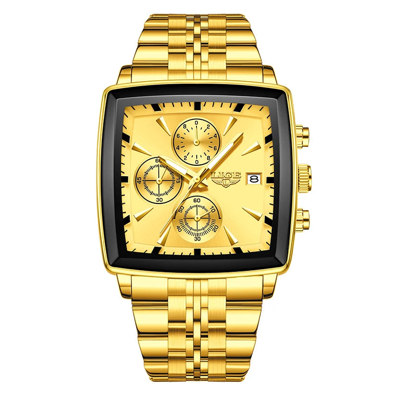 LIGE Fashion Mens Watches Top Brand Luxury Luminous Waterproof Chronograph Date Man Wristwatch Outdoor Sports Quartz Watch Men