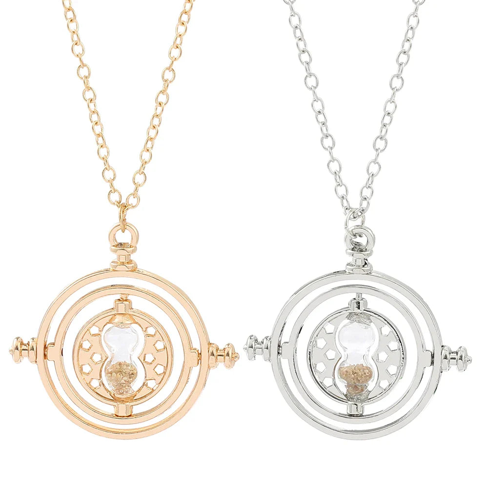 New Harried Time Necklace Timer Hourglass 360 Rotatable Potters Cosplay Props Astronomical Time Converter Magic School Fans Gift