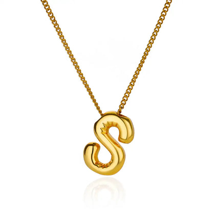 Stainless Steel Collares Chunky Alphabet Balloon 3D Letter Initials