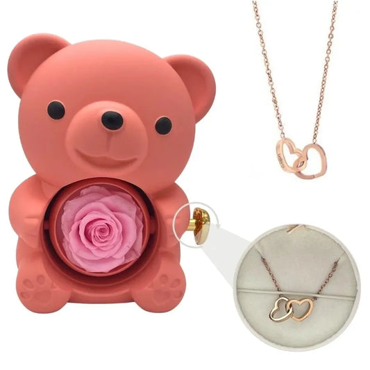 ForeverLove™ Rose Bear + Custom Engraved Necklace 🌹💎