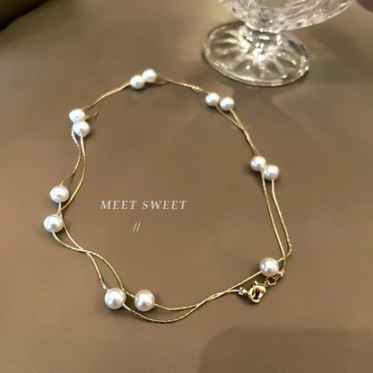 Light And Luxurious Opal Bow Necklace Women's Ins Fashionable And