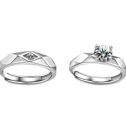 New Simple Couple Rings Silver Color Sun Moon Adjustable Open Ring For