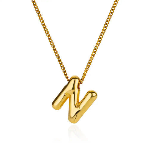 Stainless Steel Collares Chunky Alphabet Balloon 3D Letter Initials