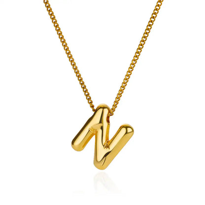 Stainless Steel Collares Chunky Alphabet Balloon 3D Letter Initials