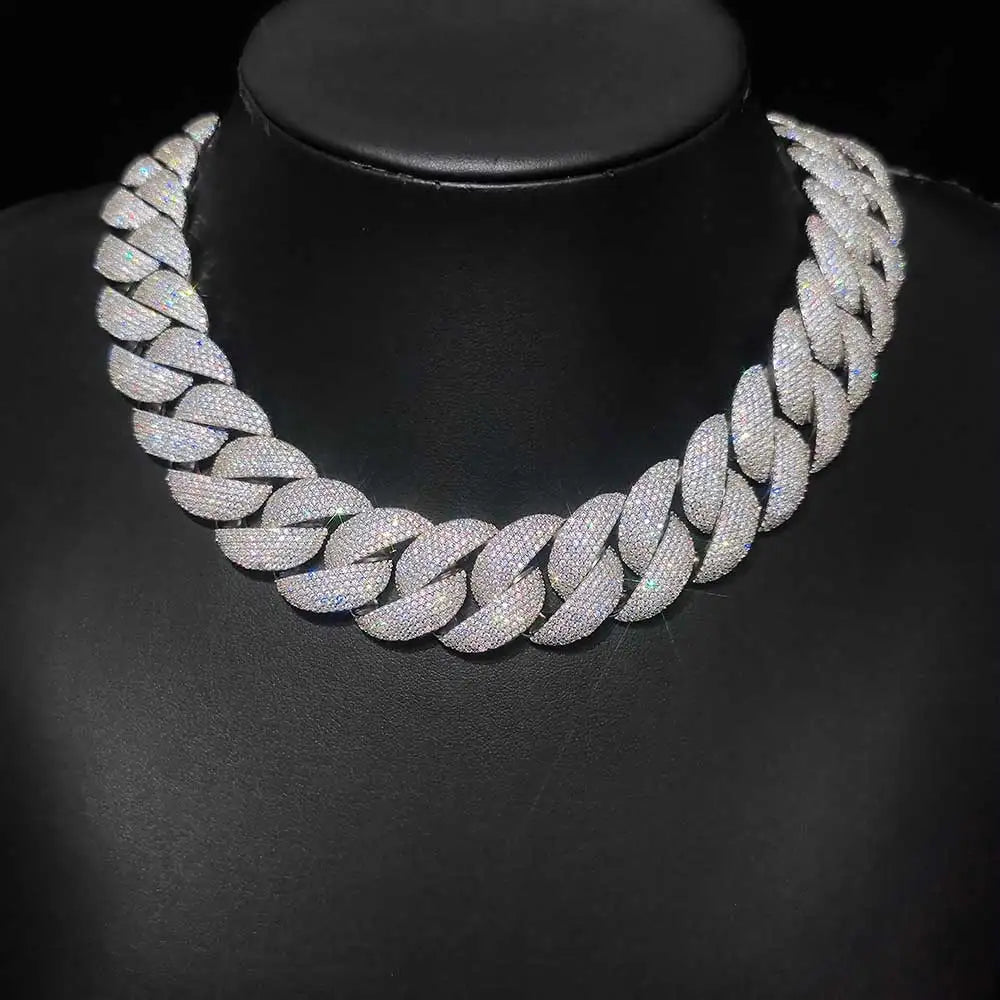 Hip Hop Full Iced Out Zircon 5-Row Stone Heavy And Thick Necklace 22mm Cuban Link Chain Personalized Men's Jewelry Drop Shipping