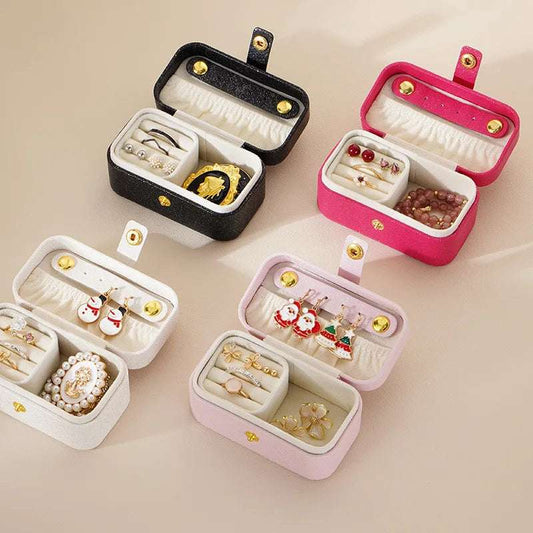 EMESA HOME Exquisite PU Leather Jewelry Box, Ring Necklace Earrings Storage, Minimalist Daily Travel Portable Organizer Box.