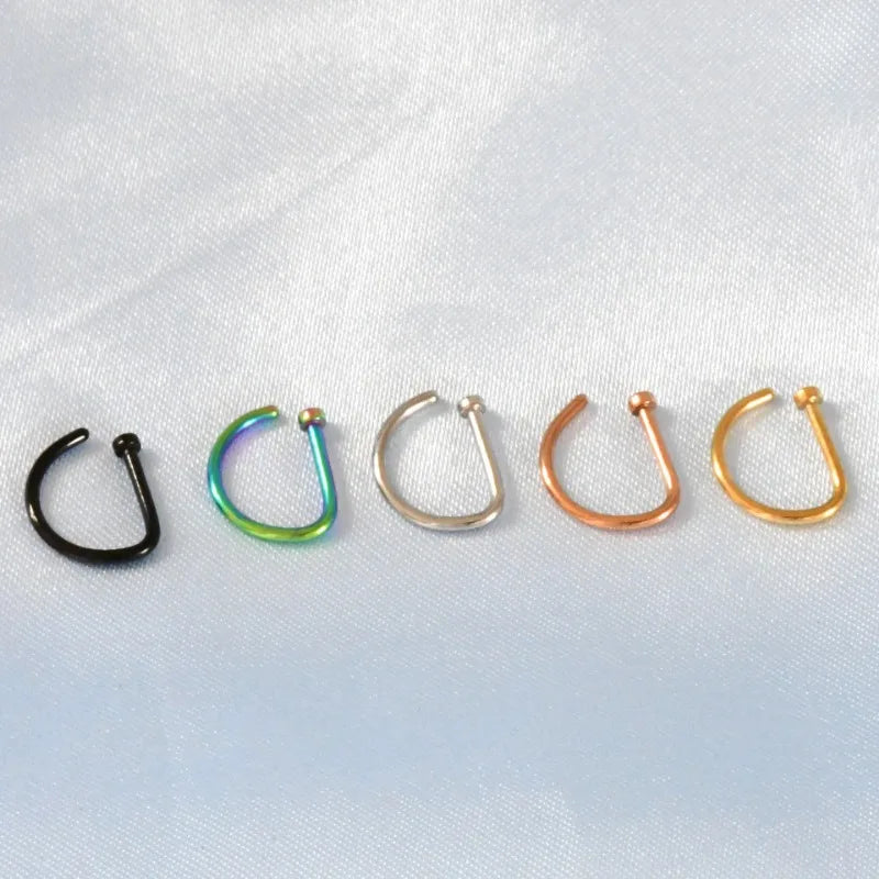 1pc Women Men Fake Piering Nose Ring Earrings, Fashion Punk Non