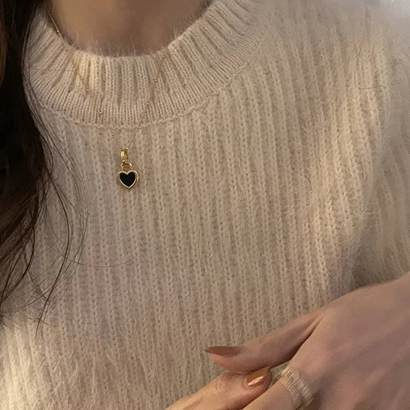 XIYANIKE Vintage Double Sided Heart Pendant Necklace For Women Girl