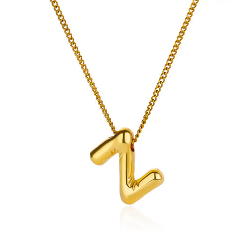 Stainless Steel Collares Chunky Alphabet Balloon 3D Letter Initials