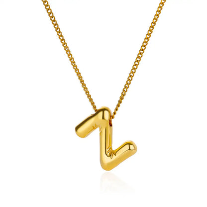 Stainless Steel Collares Chunky Alphabet Balloon 3D Letter Initials