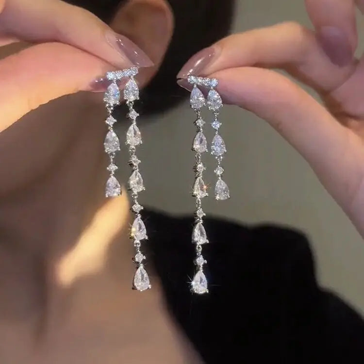 Sparkling Zircon Christmas Tree Drop Earrings For Women Trendy Xmas Tree Plant Dangle Earrings New Year Festival Party Jewelry