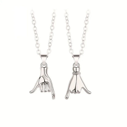 2pcs/set Pull Hook Hands Couple Necklace Pinky Swear Promise Love Hug