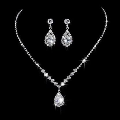 3 Wedding Season Women's Fashion Droplet Necklace and Earring Set