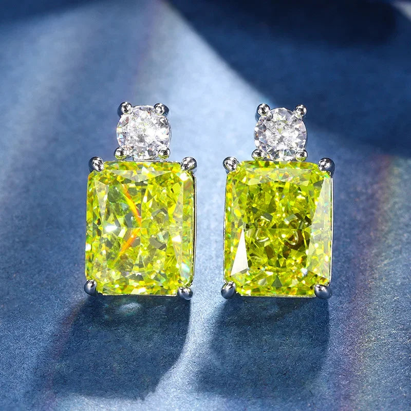 New jewelry high carbon diamond ice flower cut apple green S925 silver