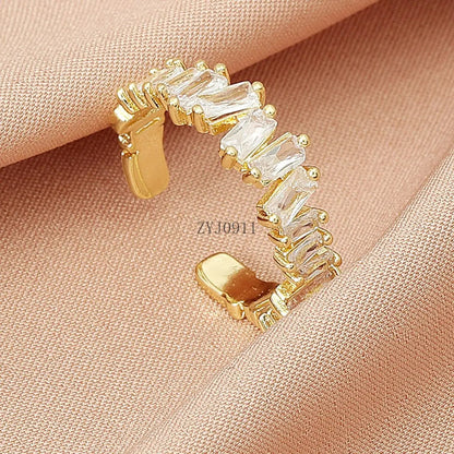 925 Sterling Silver Inlaid Zircon Cross Ring