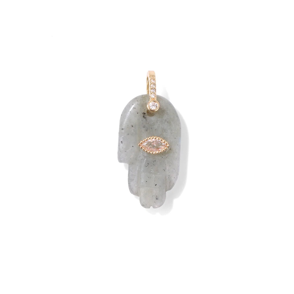 Carved Lapis Buddha Pendant with Diamonds
