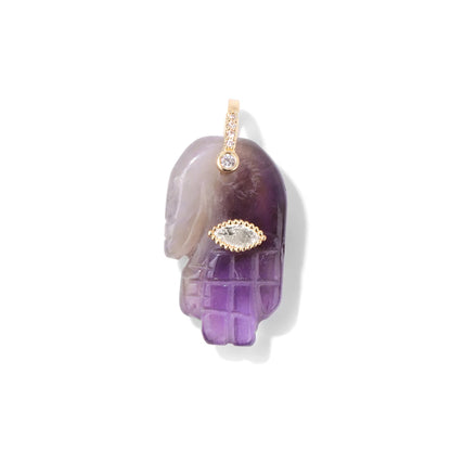 Carved Lapis Buddha Pendant with Diamonds