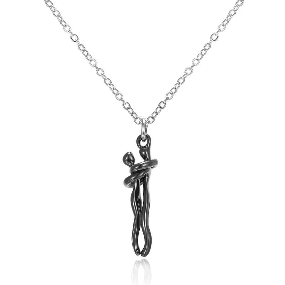 Hip Hop Couple Pendant - Punk Hug Promise Necklace Women and Men