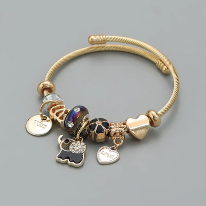 Multi-Element Stainless Steel Circle Love Bracelet – Beaded Charm Gift