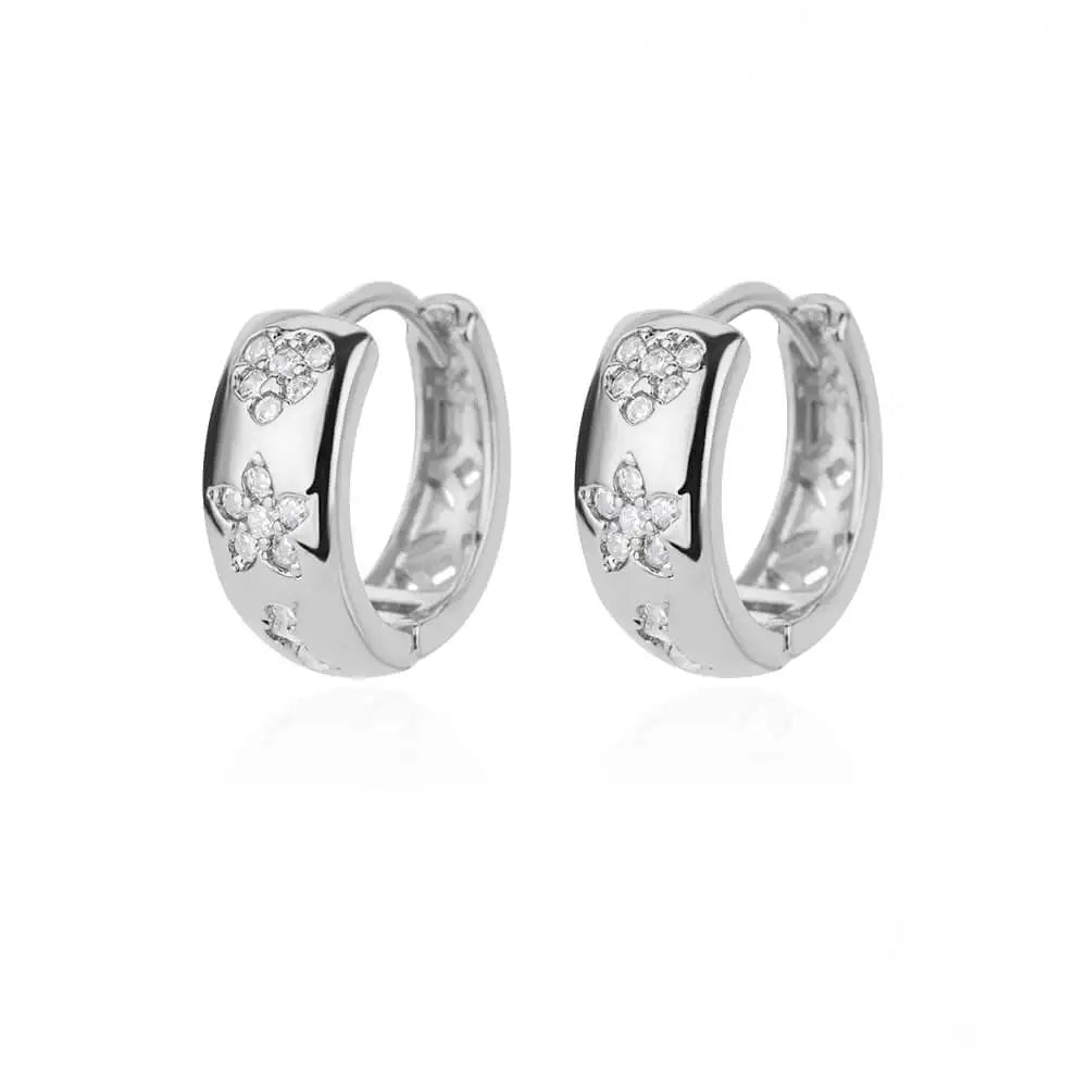 Zircon Round Hoop Earrings for Women Stainless Steel Round Circle Heart Evil Blue Earring Female Fashion Party Jewelry Gift BFF