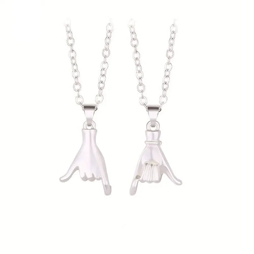 2pcs/set Pull Hook Hands Couple Necklace Pinky Swear Promise Love Hug