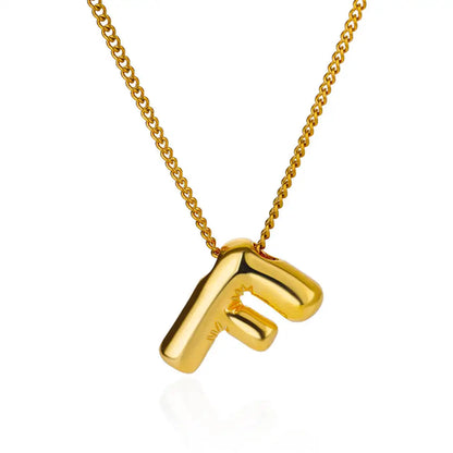 Stainless Steel Collares Chunky Alphabet Balloon 3D Letter Initials