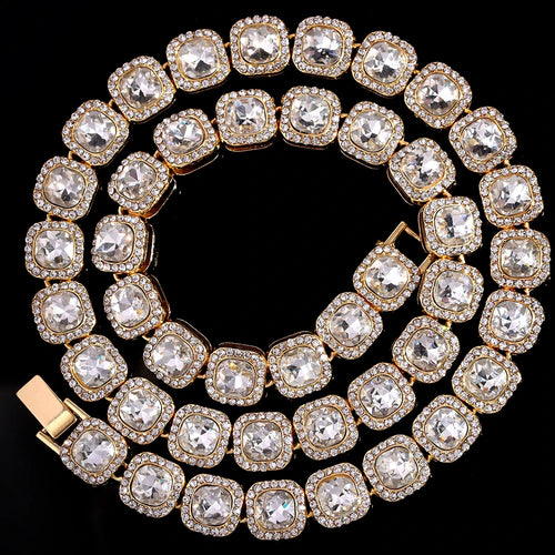 Men Women Luxury Prong Cuban Link Chain Necklace Bling Iced Out