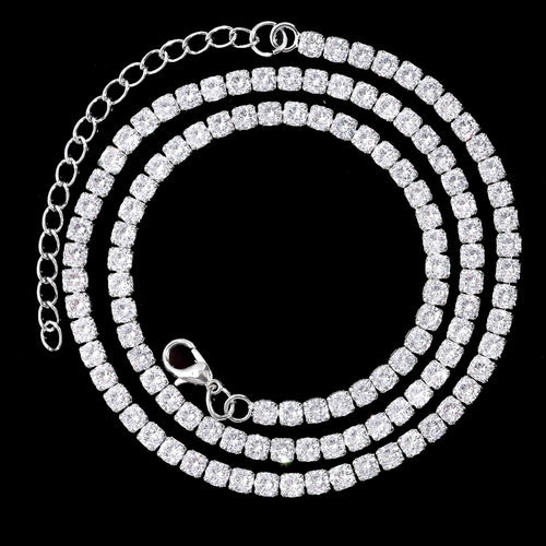 16/18/20/22/24inch Prong Cuban Link Chain for Women Men Iced Out 2 Row