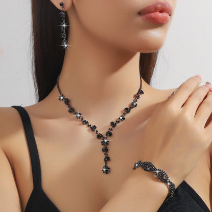 4PC Women's Fashion Copper Claw Chain Sunflower Necklace Earrings