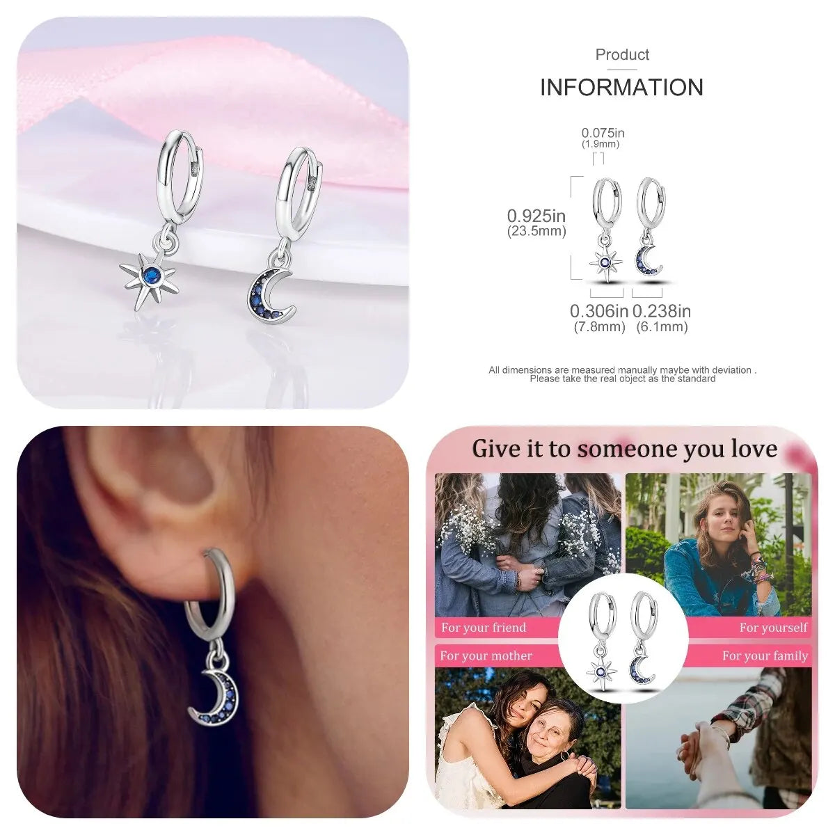 MULA 1PC Hoop Earrings Silver Plated Women Fashion Jewelry Gift For
