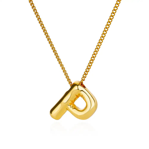 Stainless Steel Collares Chunky Alphabet Balloon 3D Letter Initials