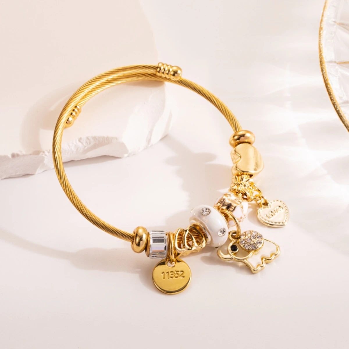 Multi-Element Stainless Steel Circle Love Bracelet – Beaded Charm Gift