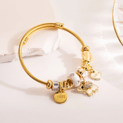 Multi-Element Stainless Steel Circle Love Bracelet – Beaded Charm Gift