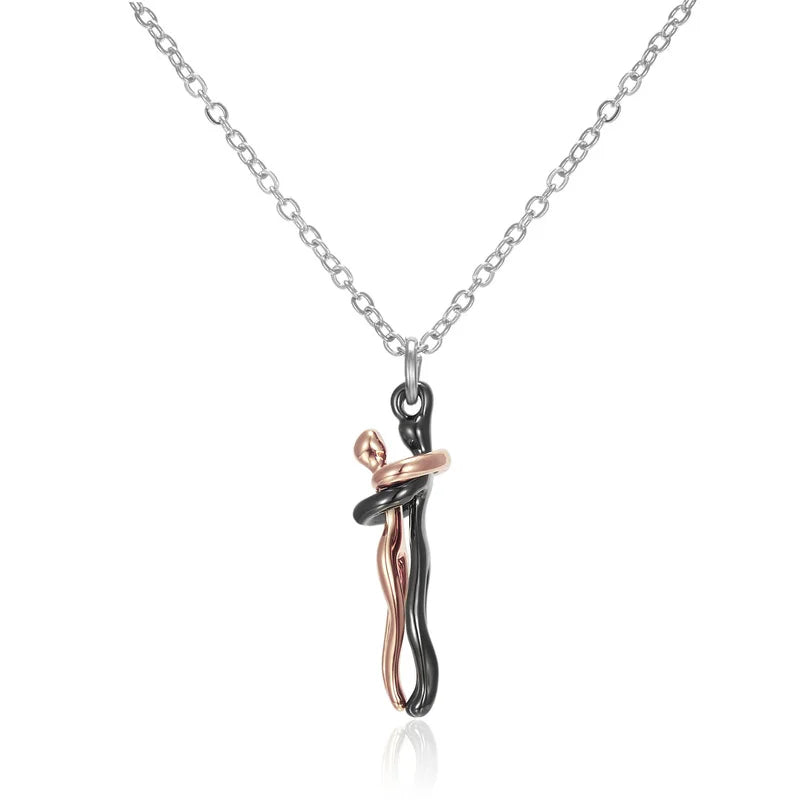 Forever Embrace: The Hug Couple Necklace
