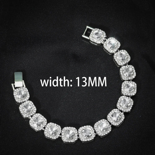 New Miami Iced Out Cuban Link Chain Bracelet For Men&Women Full