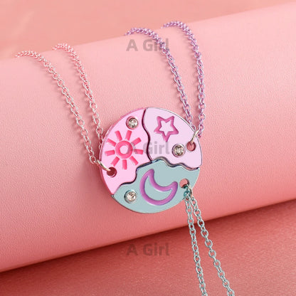 CelestiBond™ Friendship Necklace 🌙⭐ — Sun, Moon & Star Connection