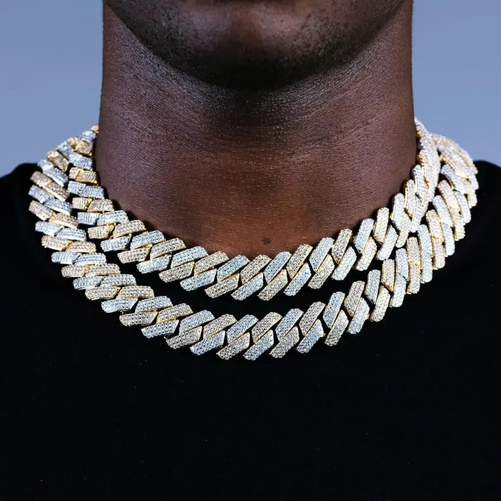 High quality iced out men jewelry 5A cz hip hop new micro pave 19mm cuban link chain big heavy chunky necklace for men boy