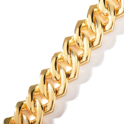 CUC Men Hip Hop Necklace 20mm 4Row Miami Cuban Chain Gold Color Iced Out Zirconia Link Fashion Rock Rapper Jewelry