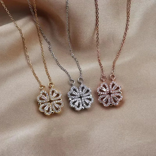 Подвеска Vintage Lucky Four Leaf Clover Pendant Necklace Fashion Heart