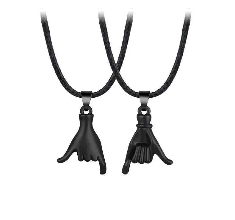 2pcs/set Pull Hook Hands Couple Necklace Pinky Swear Promise Love Hug