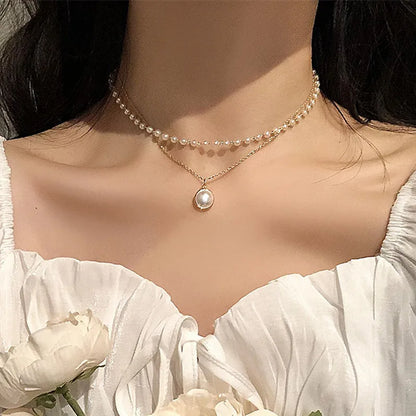 Endearing Three Layer Three Pendant Golden Metal Necklace