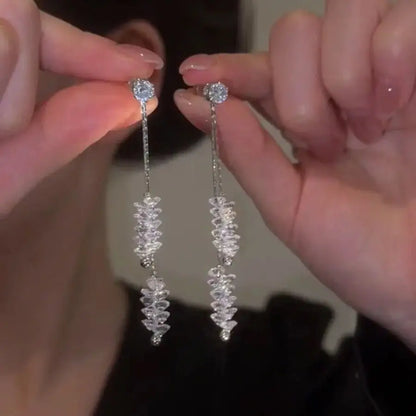 Sparkling Zircon Christmas Tree Drop Earrings For Women Trendy Xmas Tree Plant Dangle Earrings New Year Festival Party Jewelry